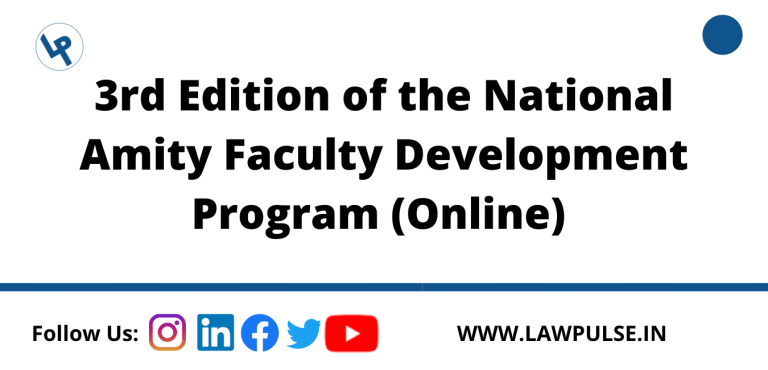 3rd edition of the National Amity Faculty Development Program (Online)
